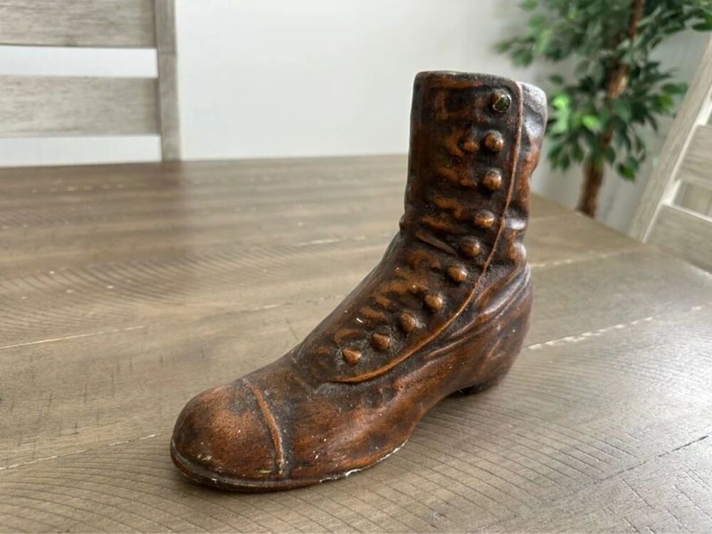 Vintage Style Victorian Men’s Boot Sculpture Brown Shoe Dark Academia Decor